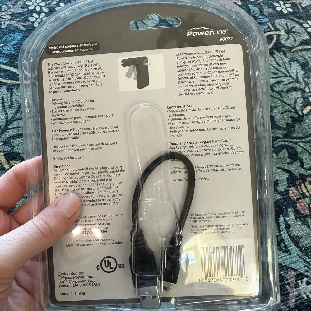 Black 2-in-1 Dual USB Adapter